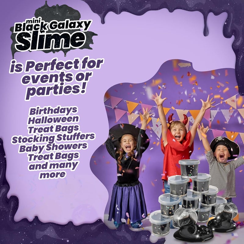 Playbees Black Nebula Slime - 24 Pack - Galaxy Star Slime Party Favors for Kids - Non-Sticky, Stress Relief, Arts & Crafts - Image 3